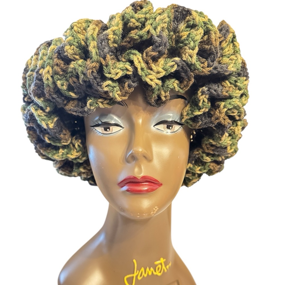 Couture Stitch Collection Crochet Ruffle Hat camouflage